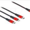86711 Charging cable, 3in1, C to Lightning, C, Micro, 1 m