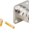 N flange socket 50 Ω, RG-405, Belden 1671A, solder connection, straight, 172169