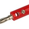 Wtyk bananowy; 4mm; 25.419.1; czerwony; 41mm; przykręcany; wtykany (gniazdo bananowe 4mm); 32A; 60V; mosiądz niklowany; ABS; Ama
