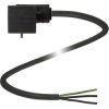 Sensor actuator cable, valve connector DIN form A, angled to open end, 2 pole + PE, 3 m, PVC, black, 4 A, 70136177