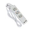 VT-1124-2 Przedłużacz mieszkaniowy 3 gniazda z portem 2xUSB 3x1.5 X1.5M biały 8774 V-TAC