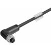 Sensor actuator cable, M12-cable socket, angled to open end, 3 pole, 0.1 m, PUR, black, 4 A, 9457320010