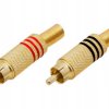 WTYK RCA CINCH ZŁOTY NA KABEL PROSTY CZARNY + CZERWONY ZESTAW