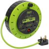 Sealey BCR10G 10m Cassette Type Cable Reel - Thermal Trip 2x 230V, 2x USB Hi-Vis