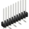 Pin header, 10 pole, pitch 1.27 mm, angled, black, 10061256