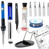 Zestaw lutownica 60W z regulacją, groty, cyna, topnik, odsysacz, pinceta