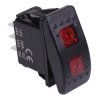 Red illuminated On-Off-On Automotive Rocker Switch DPDT 10A 12-24V IP68
