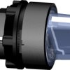 Toggle switch, illuminable, latching, waistband round, blue, front ring black, 2 x 90°, mounting Ø 22 mm, ZB5AK1263