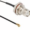 Coaxial cable, TNC jack (straight) to AMC plug (angled), 50 Ω, 1.37 mm micro cable, grommet black, 300 mm, 336206-14-0300