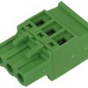 Łączówka; 2ESDP-03P; 3 tory; R=5,08mm; 26,05mm; 15A; 300V; na przewód; proste; otwór kwadratowy; śruba prosta; śrubowy; zielony;