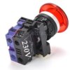 Przycisk bezpieczeństwa; blokada; LED 230V; NO