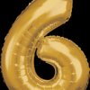 10064614 AMSCAN foil balloon, number 6, gold