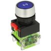 Przełącznik; przyciskowy; LAS0-A3Y-M20/B-AB; OFF-(ON); niebieski; bez podświetlenia; śrubowe; 2 pozycje; 10A; 500V AC; 22mm; 55m