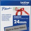 TZE-R951 Ribbon tape, black on silver, 24 mm
