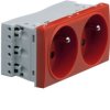 Gniazdo 2 podwóne przelotowe z/u DATA 16A/250V samozaciski Systo 4 mod czerwone WS132 HAGER
