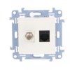 Simon 10 Gniazdo antenowe + komputerow typu F + RJ45 kat.5e białe CASFRJ455.01/11