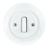 Włącznik światła z ramką, ceramiczny, montaż podtynkowy, kolor biały Ceramic Loft