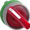 Toggle switch, 2 positions, illuminable, groping, waistband round, red, front ring gray, 90°, mounting Ø 22 mm, ZB5AK1443C0