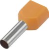 TRU COMPONENTS 1091317 Podwójna końcówka TE050-08OR, z częściową izolacją , 0.5 mm² x 8 mm, 100 szt.