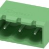 Pin header, 3 pole, pitch 5.08 mm, angled, green, 1757255