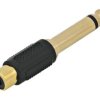 Przejściówka wtyk Jack 6,35mm mono na gniazdo RCA , plastyk gold