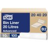 Tork 204020 Bin Liner 20L White 1000Pieces Easy Emptying & Refilling