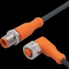 Sensor actuator cable, M12 cable plug, straight, A to M12 cable socket, angled, A, 3 pole/5 pole, 1 m, PUR, black, 4 A, EVC047