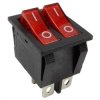Red Dual On-Off Rectangle Rocker Switch 250V 15A