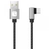 Kabel USB 2.0 USB-A na USB-C kątowy 3a czarno-szary oplot ICOC MU2AC9-010-AL /1 m/