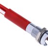 Lampka kontrolna do montażu panelowego 24V dc, czerwona 8mm LED Chrom Końcówka lutownicza RS PRO