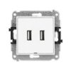 Icon Mechanizm Gniazda Podwójnego 2Xusb A-A 2.0, Bez Pola Opisowego Biały Mat...
