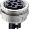 Panel socket, 6 pole, crimp connection, screw locking, straight, 0362 06-1