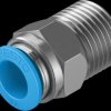 153010 Push-in fitting, straight, with external hexagon, R1/2 <> dia. 1