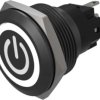 Vandal-proof pushbutton, black, illuminated  (white), mounting Ø 22 mm, IP65/IP67, 82-6951.1154.B002