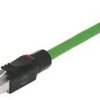 System cable, RJ11/RJ14 plug, straight to open end, Cat 5, PVC, 5 m, green, 09457710121