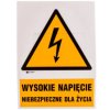 Samoprzylepna tabliczka ostrzegawcza /WYSOKIE NAPIĘCIE NIEBEZPIECZNE DLA ŻYCIA148X210/ 3EOA/Q4/F