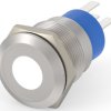Vandal-proof pushbutton switch, 1 pole, silver, illuminated  (white), 5 A/250 VAC, mounting Ø 19.18 mm, IP67, 2-2213765-1