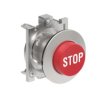Metalowy przycisk płaski fi30mm wystający samoczynny powrót z symbolem STOP Czerwony LPFB2134
