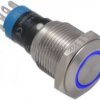 Przycisk stabilny 16mm płaski LED niebies.12V