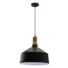 VT-7545 Lampa wisząca klosz: stalowy z elementem drewna czarny 3766 V-TAC
