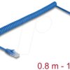 90362 RJ45 Coiled Cable Cat.6 0.8 m to 1.8 m blue