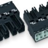 Pin header, 4 pole, pitch 5 mm, angled, black, 770-214