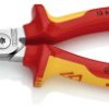 Szczypce do zdejmowania izolacji z nożycami do kabli z wielokomponentowymi nasadkami, izolowane wg VDE chromowane 180 mm KNIPEX