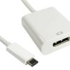 Kabel adaptera, 4K, do wyświetlaczy: 1, USB C, DisplayPort