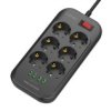 Listwa Zasilająca Z 6 Gniazdami Ac, 4X Usb, Ldnio Se6403, 2M (Czarna)