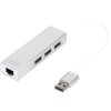 Digitus DA-70250-1 USB 3.0 hub 3+1 ports silver with built-in Ethernet port