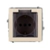 Deco Gniazdo Bryzgoszczelne Z/U Schuko (Klapka Dymna) Beżowy 1Dgpb-1Sdp