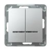 IMPRESJA Wyłącznik podwójny świecznikowy podwójny z podświetleniem srebro ŁP-2YS/m/18 OSPEL
