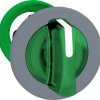 Toggle switch, 3 positions, illuminable, groping, waistband round, green, front ring gray, 45°, mounting Ø 30.5 mm, ZB5FK1833C0