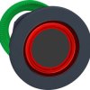 Pushbutton, for universal LED, illuminable, waistband round, red, front ring dark gray, mounting Ø 30.5 mm, ZB5FW943